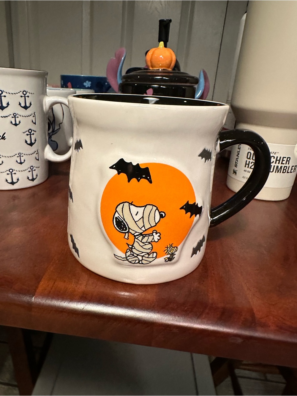 Halloween Mummy Character Ceramic Coffee Mug - White & Orange